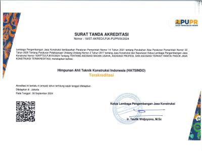 HATSINDO Raih Re-Akreditasi dari Lembaga Pengembangan Jasa Konstruksi Kementerian PUPR