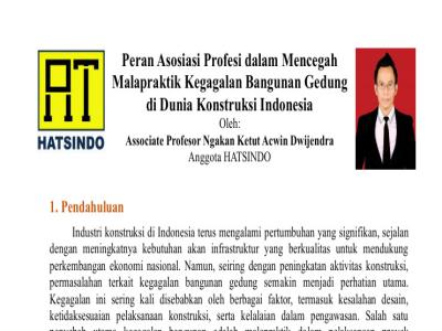 Peran Asosiasi Profesi dalam Mencegah  Malapraktik Kegagalan Bangunan Gedung  di Dunia Konstruksi Indonesia (by Acwin )